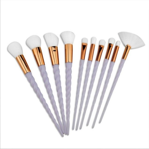 🆕️Unicorn & Rose Gold Cosmetic Brush 10 pc set - Picture 2 of 7